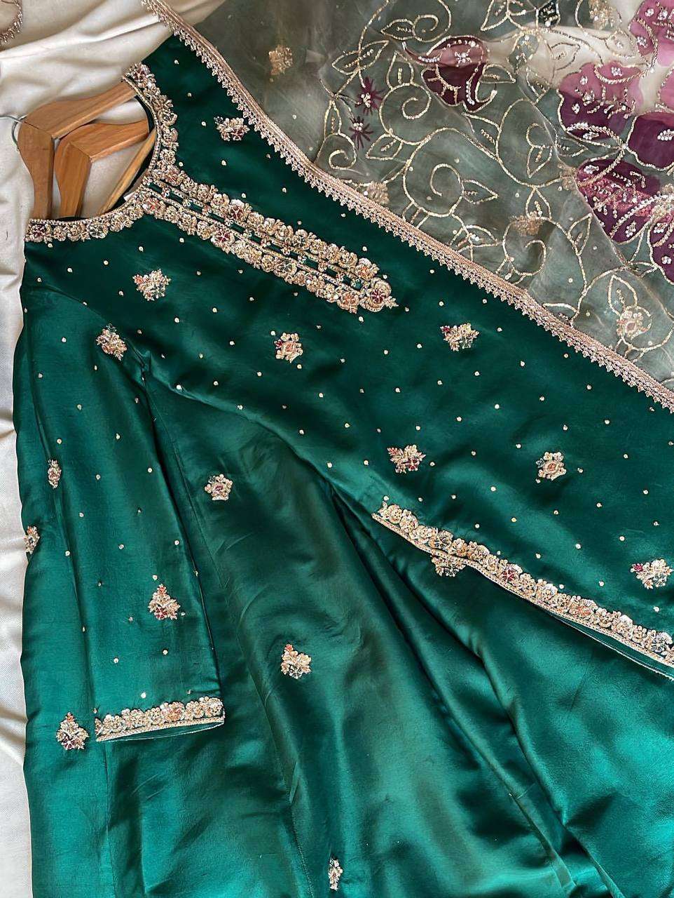 Luxury Green Suit Set â€“ Embroidery Elegance with Dupatta