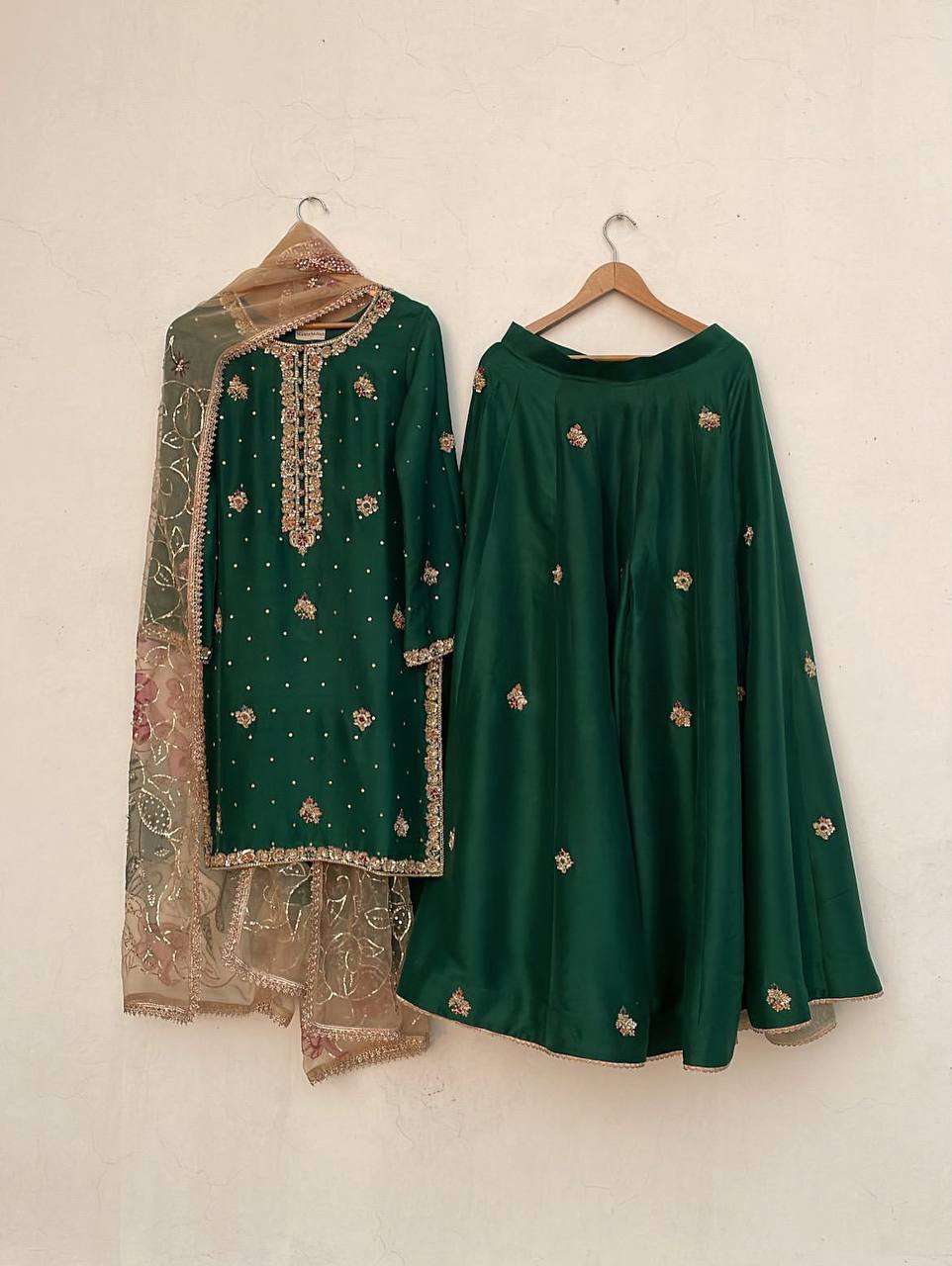 Luxury Green Suit Set â€“ Embroidery Elegance with Dupatta