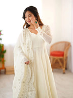 Designer Fandy Silk Gown with Sequence Work Dupatta