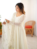 Designer Fandy Silk Gown with Sequence Work Dupatta