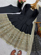 Graceful Roman Silk Anarkali Suit with Georgette Dupatta For Festive Nights