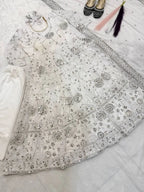 Elegant Full-Sleeve Embroidered Gown with Micro Cotton Churidar