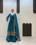 Premium Crunchy Fabric Anarkali Set with Sequence Embroidery Work