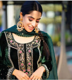 Luxury Velvet Embroidered Suit with Sequins & Full-Stitch Dupatta