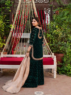 Premium Viscose Velvet Top & Plazzo Set With Pearl Detailing