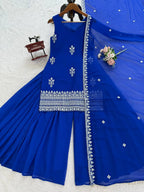 Elegant Faux Georgette Threadâ€“Sequence Plazzo Set with Dupatta