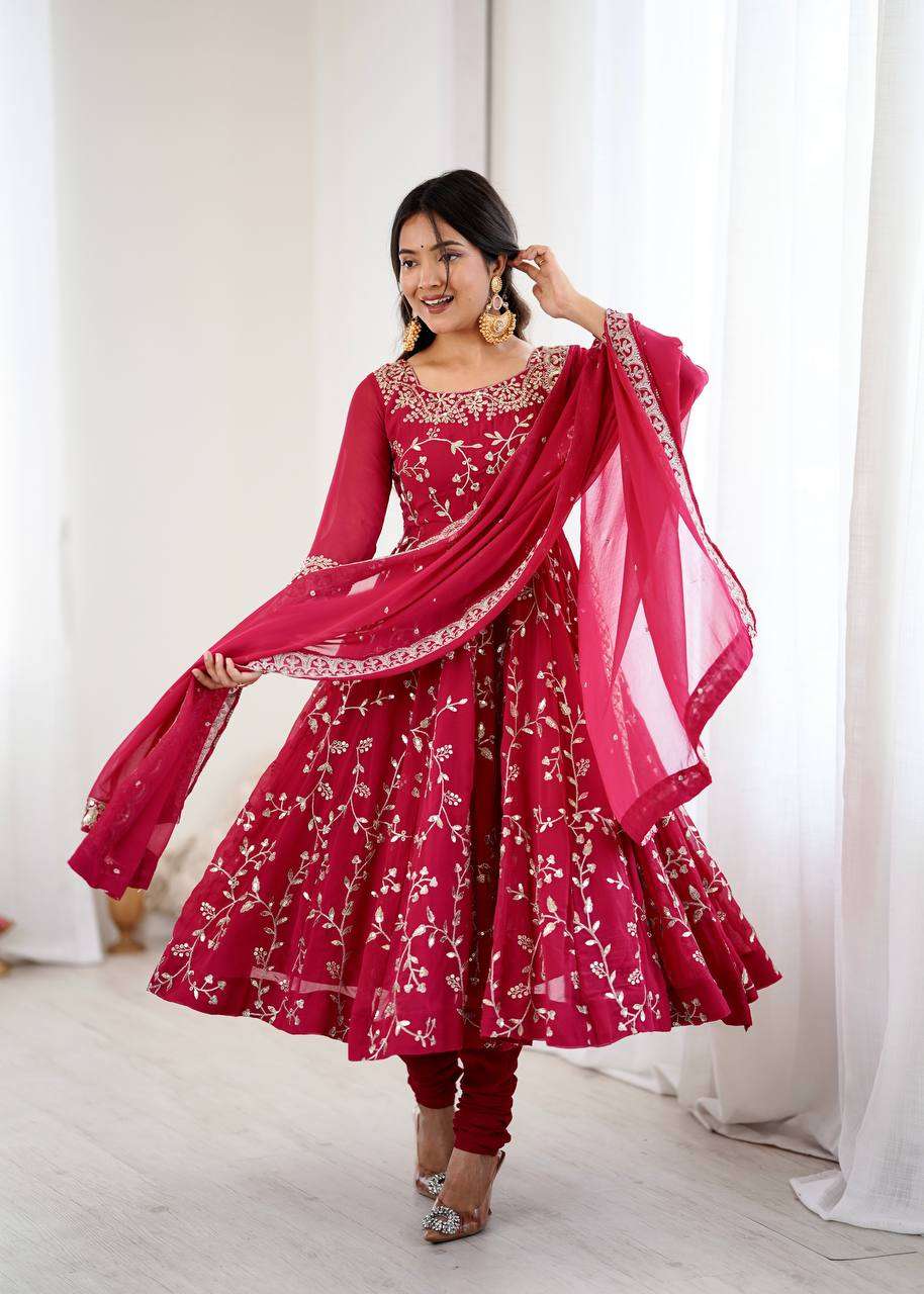 Designer Georgette Anarkali Gown Set with Dupatta