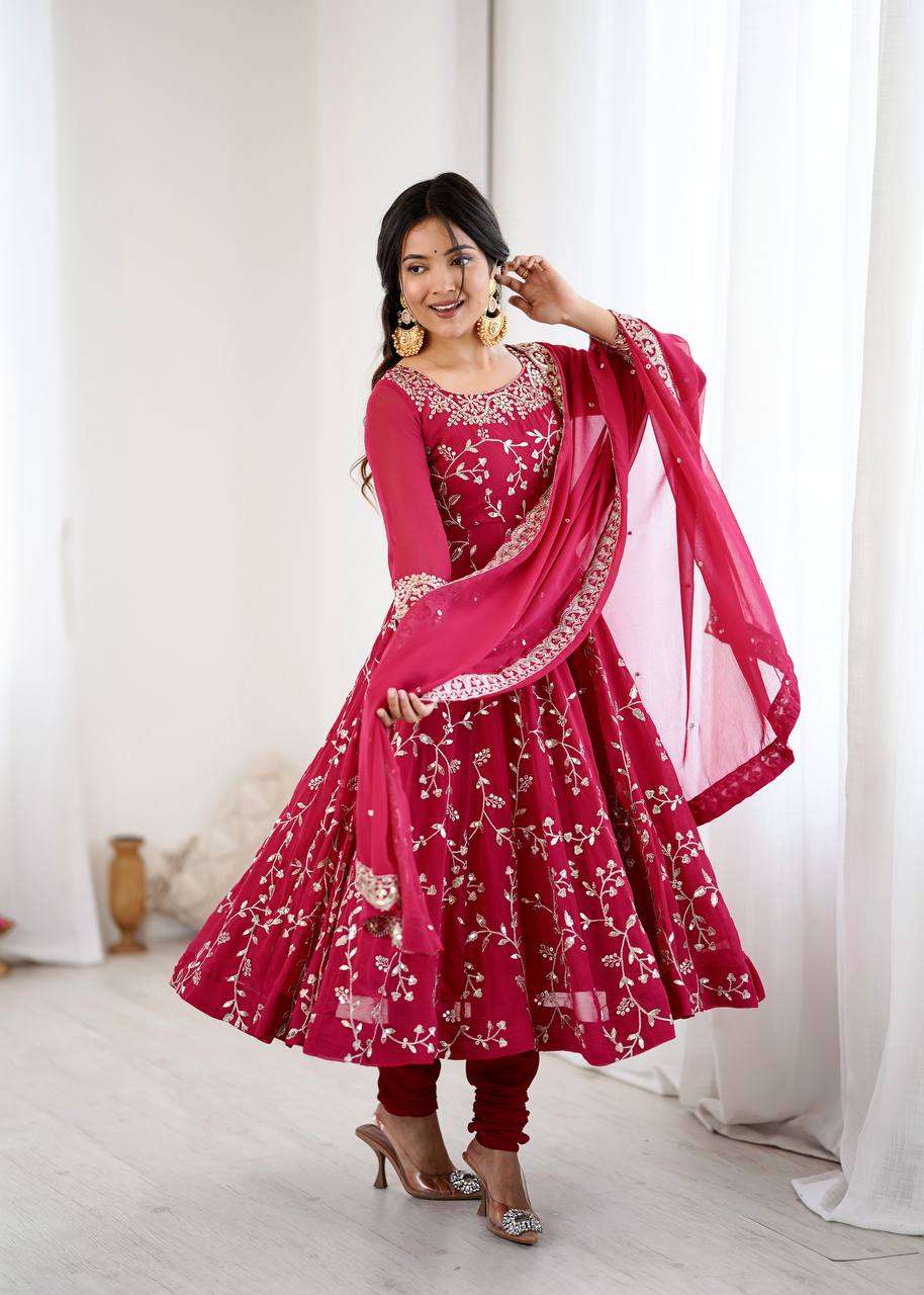 Designer Georgette Anarkali Gown Set with Dupatta