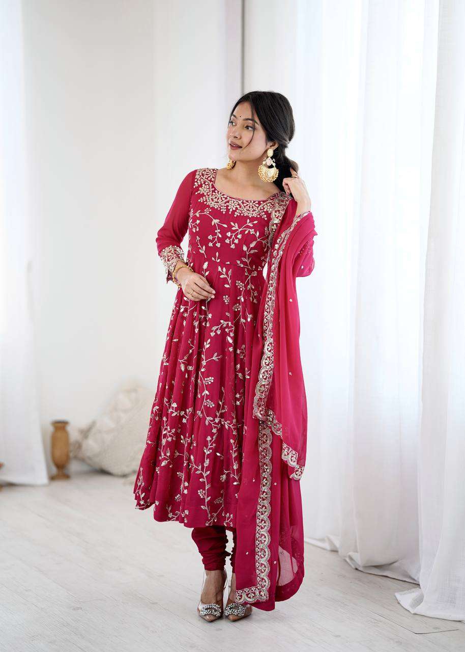 Designer Georgette Anarkali Gown Set with Dupatta