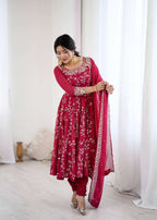 Designer Georgette Anarkali Gown Set with Dupatta