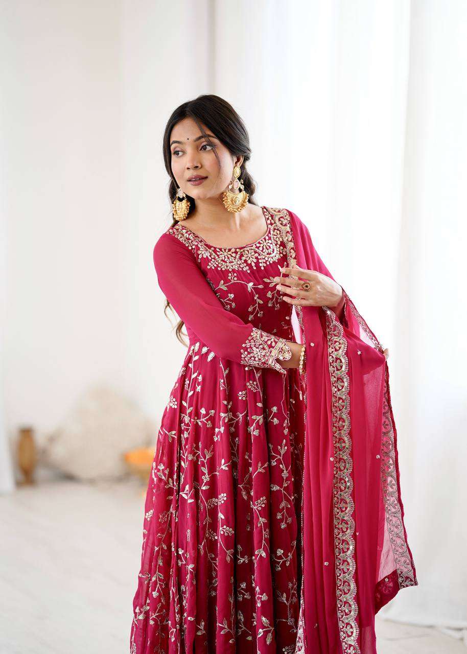 Designer Georgette Anarkali Gown Set with Dupatta