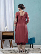 Designer Maroon Silk Suit with Intricate Coding Sequence Work