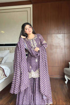 Lavender Chinon Charm â€“ Exclusive Sharara Suit with Dupatta