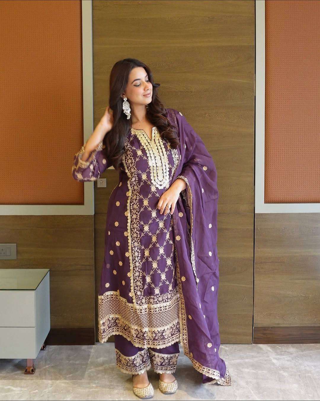 Heavy Sequence Chinnon Set with Dupatta