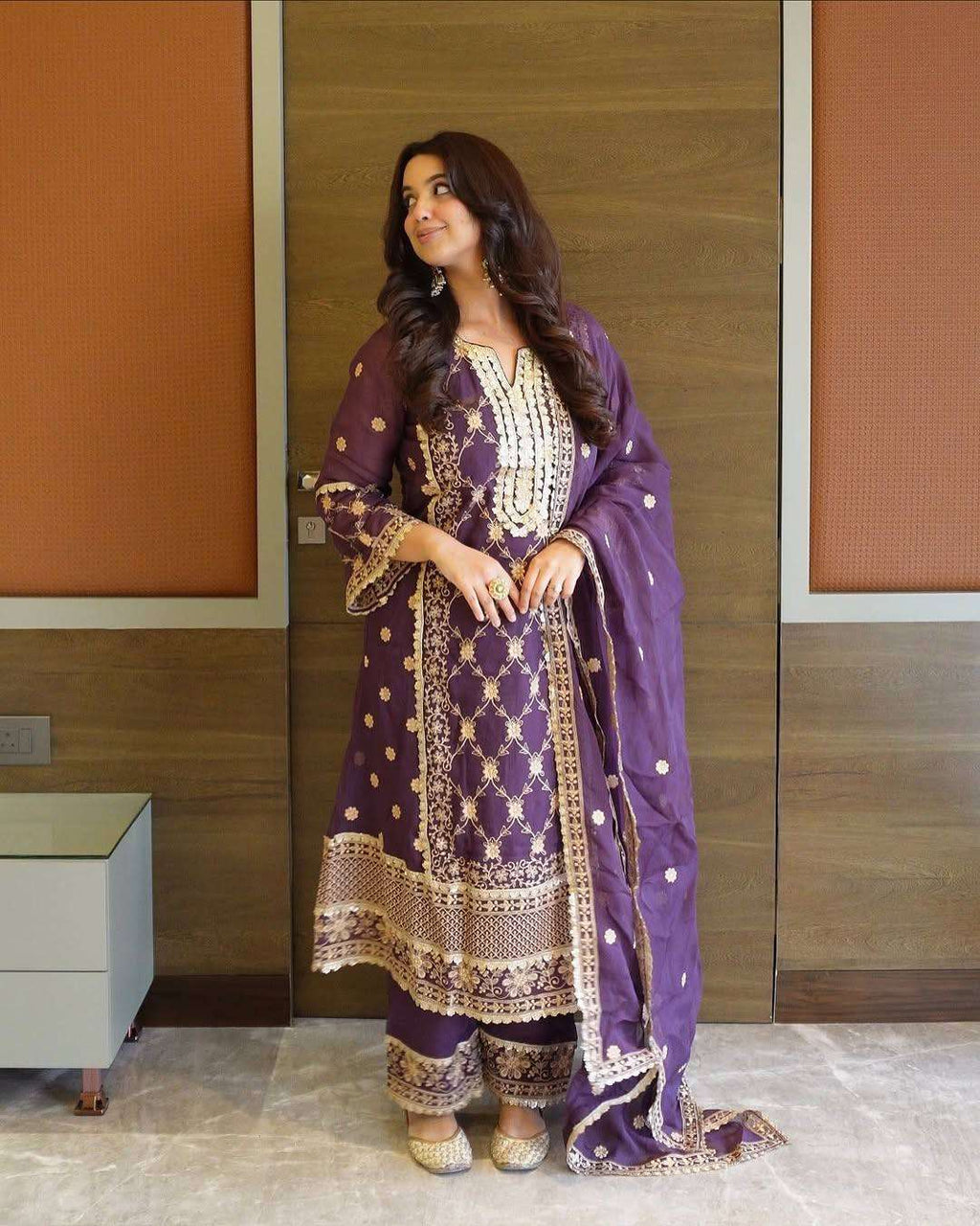 Heavy Sequence Chinnon Set with Dupatta