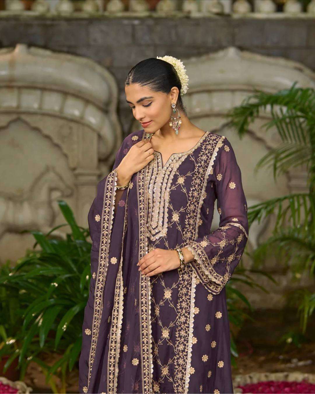 Heavy Sequence Chinnon Set with Dupatta