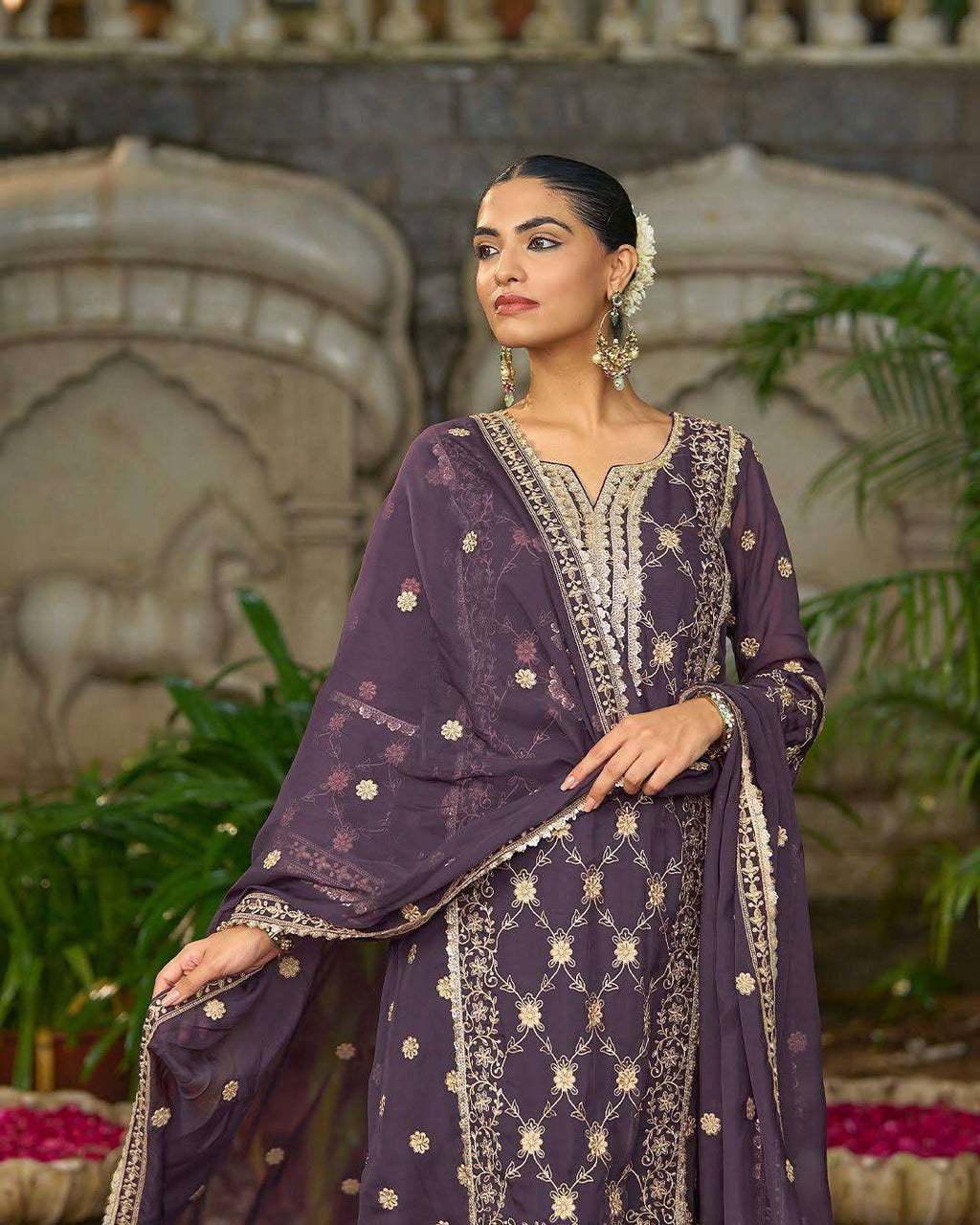 Heavy Sequence Chinnon Set with Dupatta