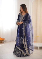 Premium Velvet Sharara Set with Dori, Sequin & Pearl Work