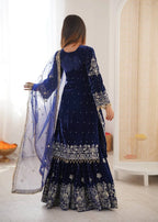 Premium Velvet Sharara Set with Dori, Sequin & Pearl Work