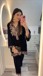 Designer Velvet Top & Plazzo Set with Heavy Sequence Work