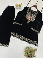 Designer Velvet Top & Plazzo Set with Heavy Sequence Work
