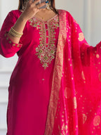 Pure Roman Silk Top & Bottom With Heavy Work & Jacquard Dupatta