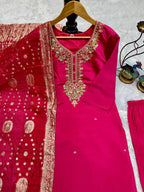 Pure Roman Silk Top & Bottom With Heavy Work & Jacquard Dupatta