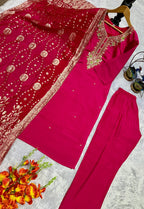 Pure Roman Silk Top & Bottom With Heavy Work & Jacquard Dupatta