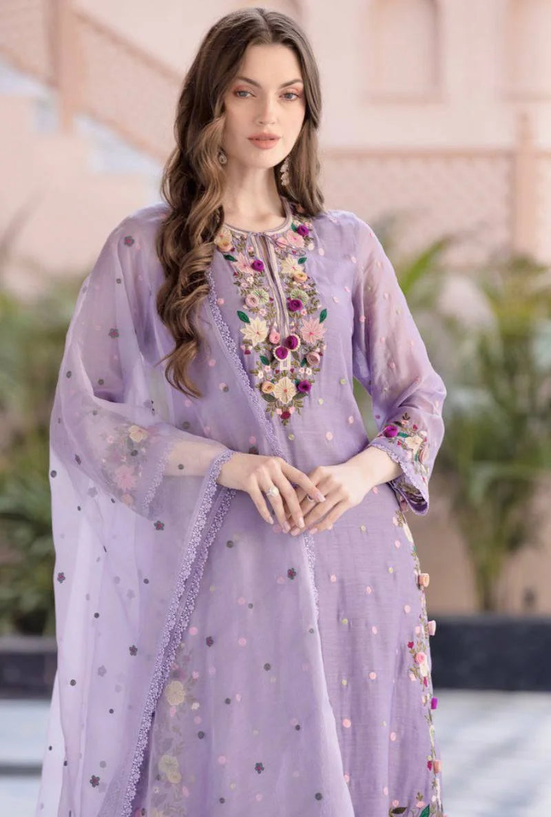 Luxury Embroidered Georgette Ensemble | Full Length Top & Plazzo Set