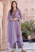 Luxury Embroidered Georgette Ensemble | Full Length Top & Plazzo Set
