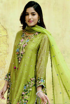 Festive Faux Georgette Embroidery Suit With Lace Dupatta