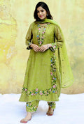 Festive Faux Georgette Embroidery Suit With Lace Dupatta