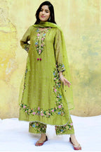 Festive Faux Georgette Embroidery Suit With Lace Dupatta