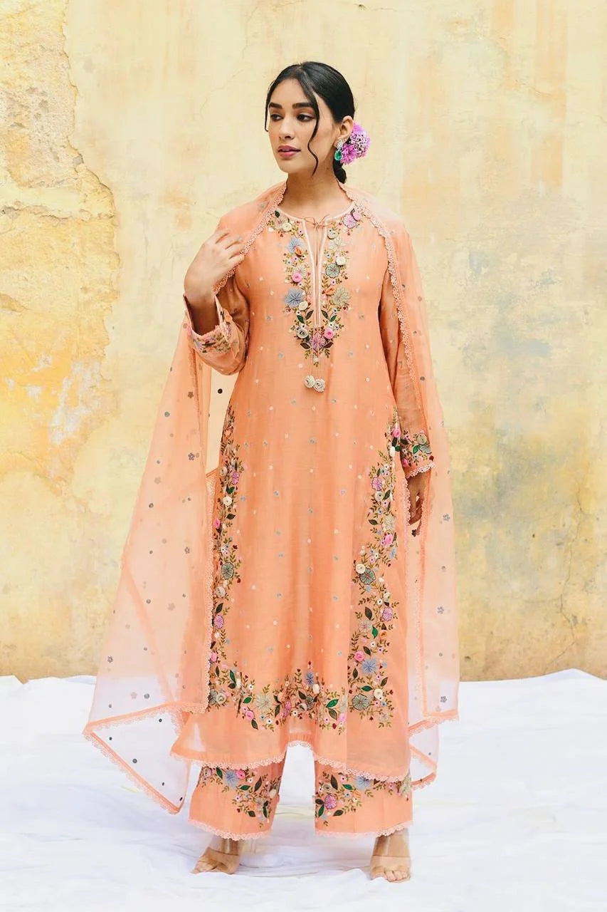 Premium Partywear Georgette Suit Set with Top, Plazzo & Dupatta