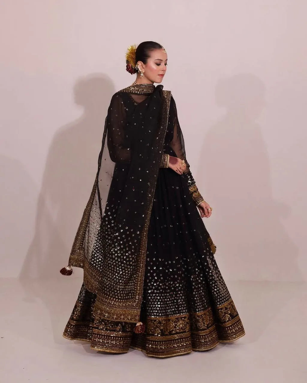 Premium Elegance: Butterfly Net Anarkali Set with Fine Thread & Sequence