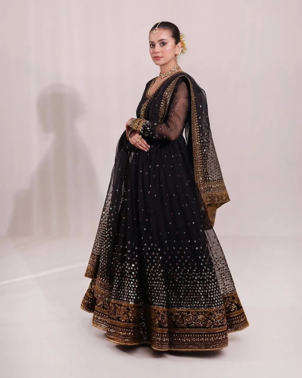 Premium Elegance: Butterfly Net Anarkali Set with Fine Thread & Sequence