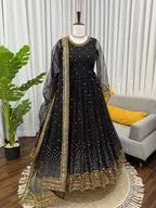 Premium Elegance: Butterfly Net Anarkali Set with Fine Thread & Sequence