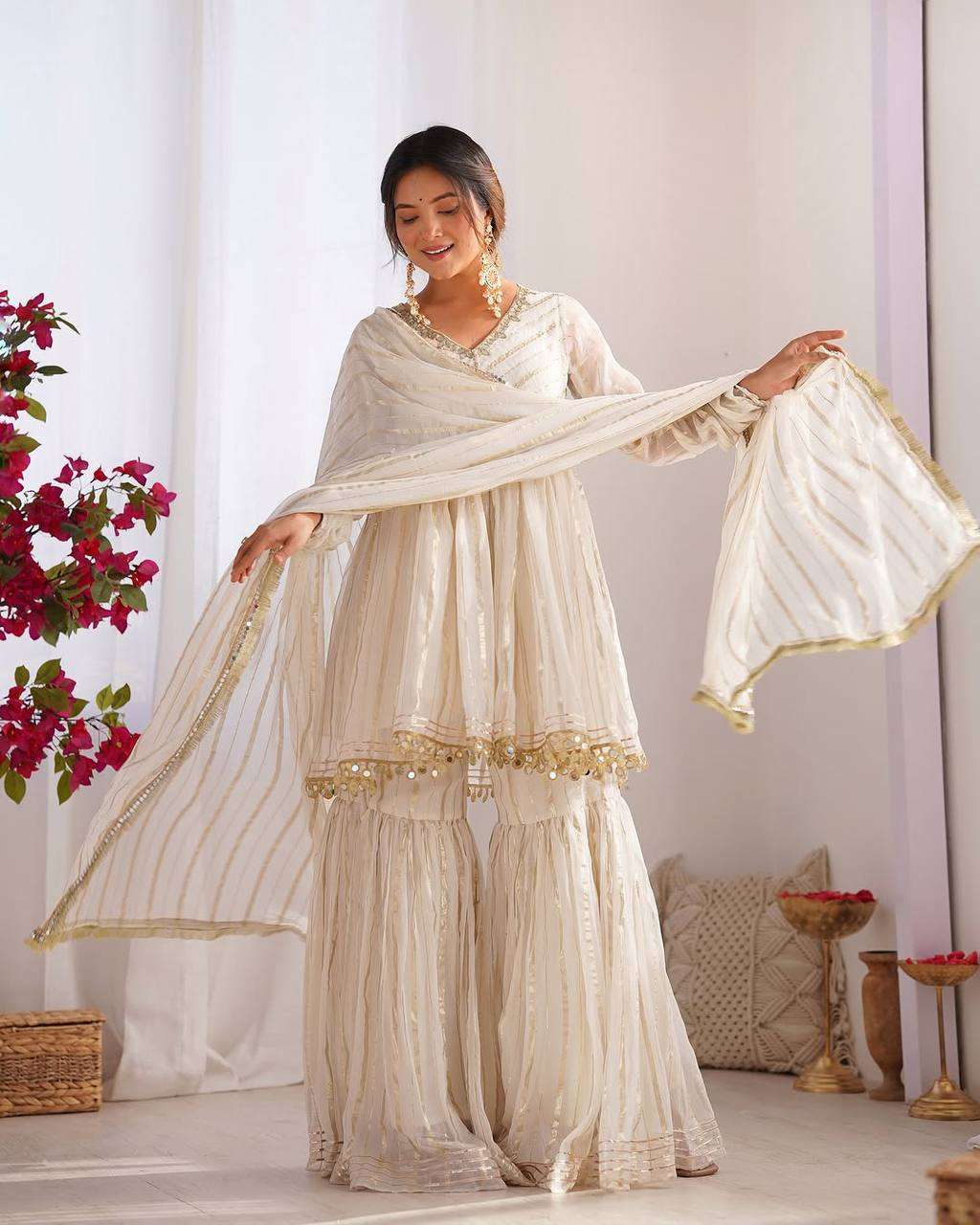Women’s Sharara Plazzo Set – Mirror Handwork Style