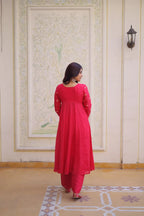 Traditional Floral Embroidered Kurti with Modern Pant Style