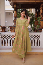 Everyday Elegant Embroidered Kurti with Comfortable Silk Pants