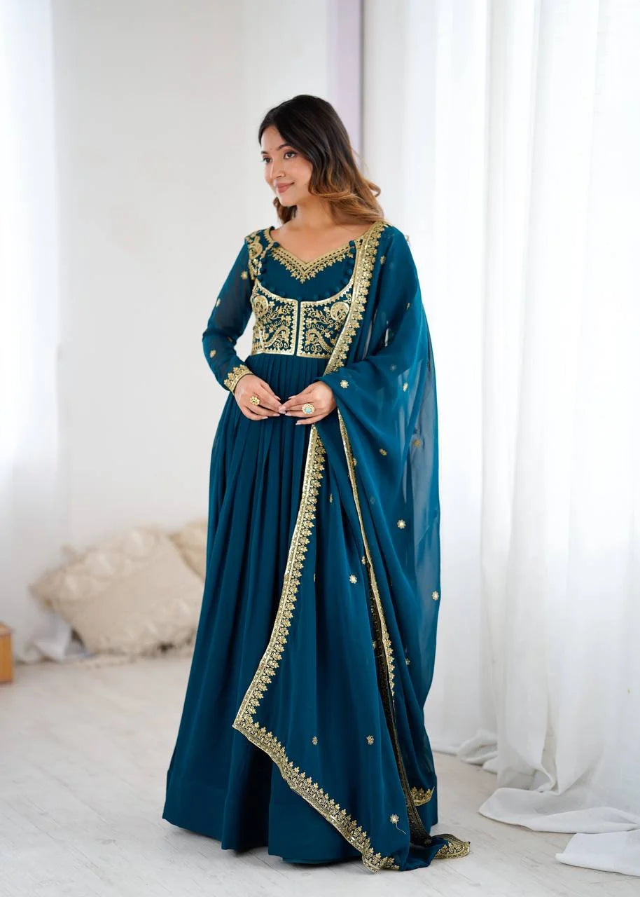 Luxury Embroidery Suit Ensemble with Micro Pant & Designer Dupatta