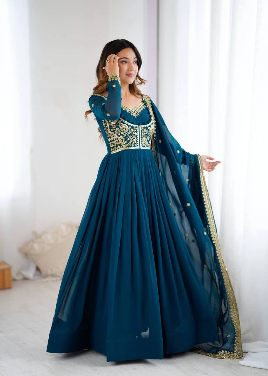 Luxury Embroidery Suit Ensemble with Micro Pant & Designer Dupatta