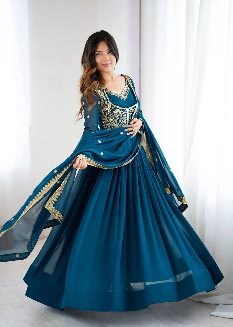 Luxury Embroidery Suit Ensemble with Micro Pant & Designer Dupatta
