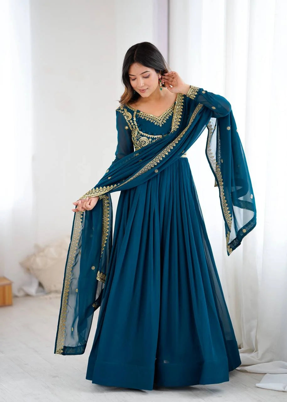 Luxury Embroidery Suit Ensemble with Micro Pant & Designer Dupatta