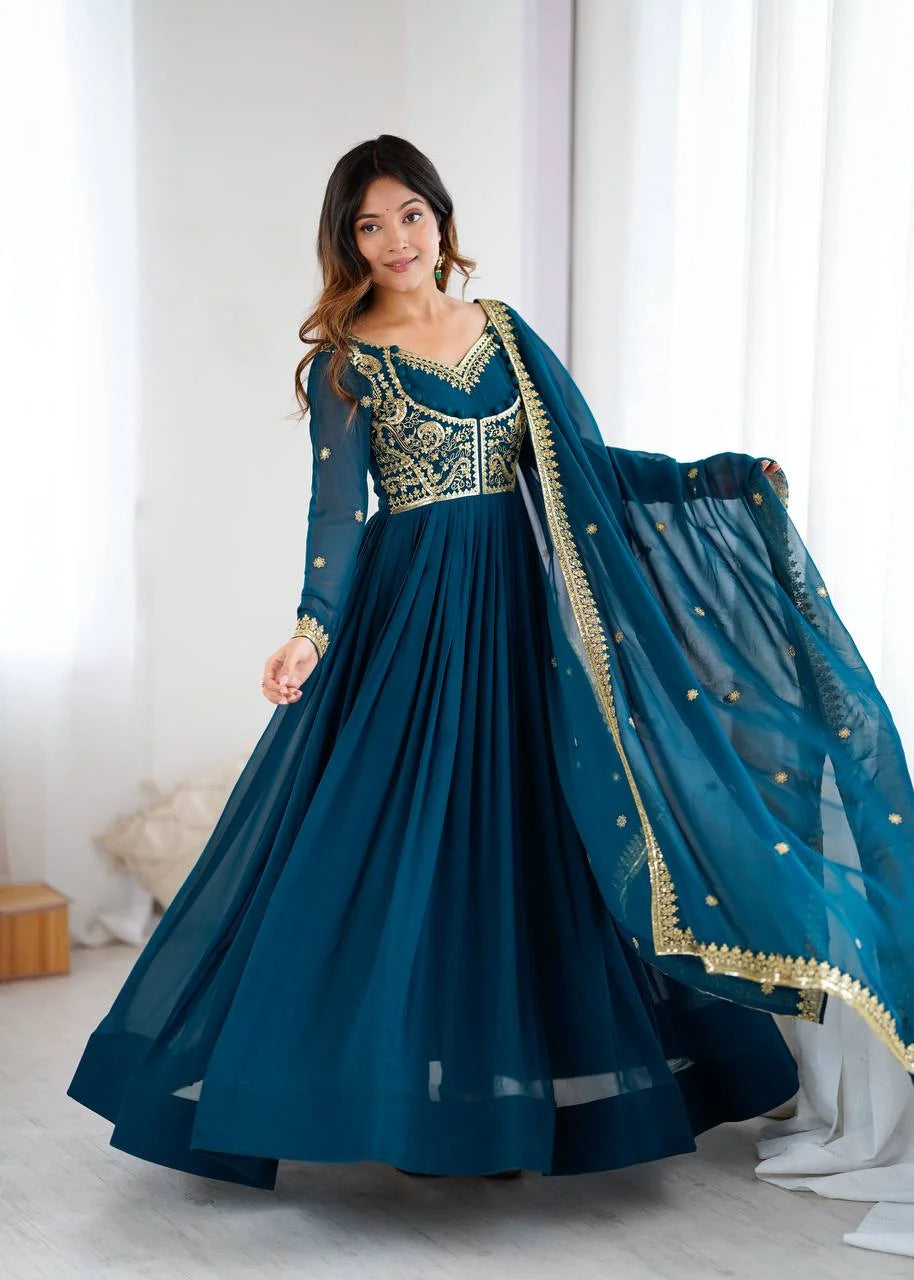 Luxury Embroidery Suit Ensemble with Micro Pant & Designer Dupatta