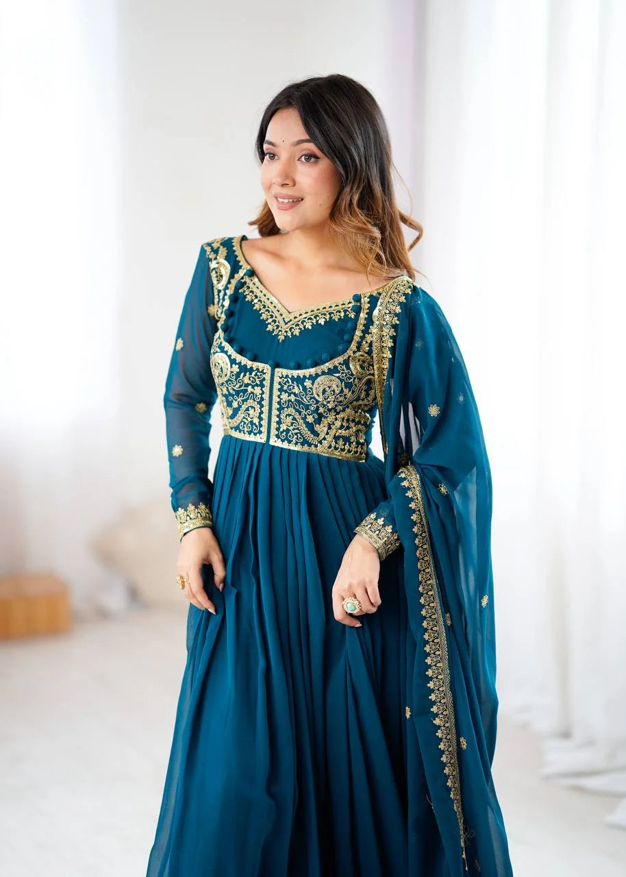 Luxury Embroidery Suit Ensemble with Micro Pant & Designer Dupatta