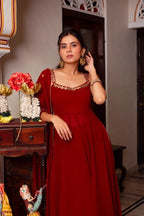 Red Shine: Premium Mirror Work Palazzo Set