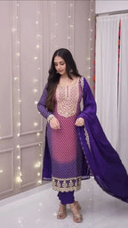 Glam Ethnic Edit: Printed Chinon Outfit with Embroidery & Designer Dupatta