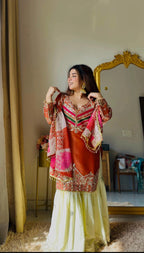 Wedding Ready Glam: Heavy Sequence Work Top Palazzo Set with Designer Dupatta