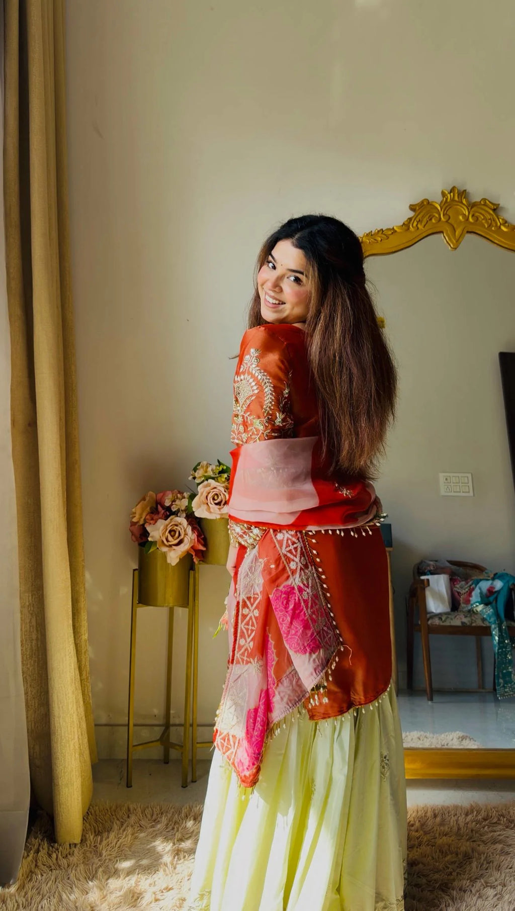 Wedding Ready Glam: Heavy Sequence Work Top Palazzo Set with Designer Dupatta